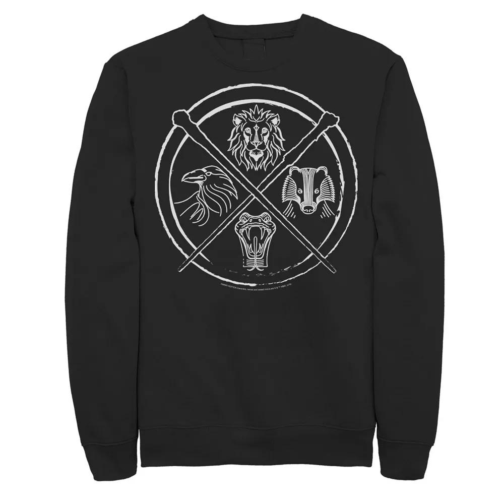 Men's Harry Potter Hogwarts House Symbols Line Art Sweatshirt, Size: XXL, Black Product Image
