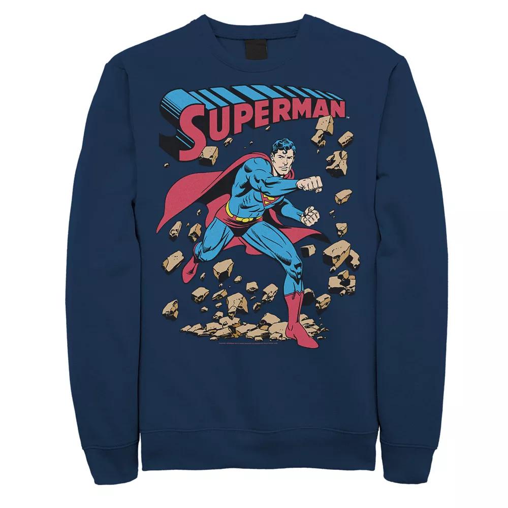 Men's DC Comics Superman Smash Rocks Vintage Poster Sweatshirt,  Product Image