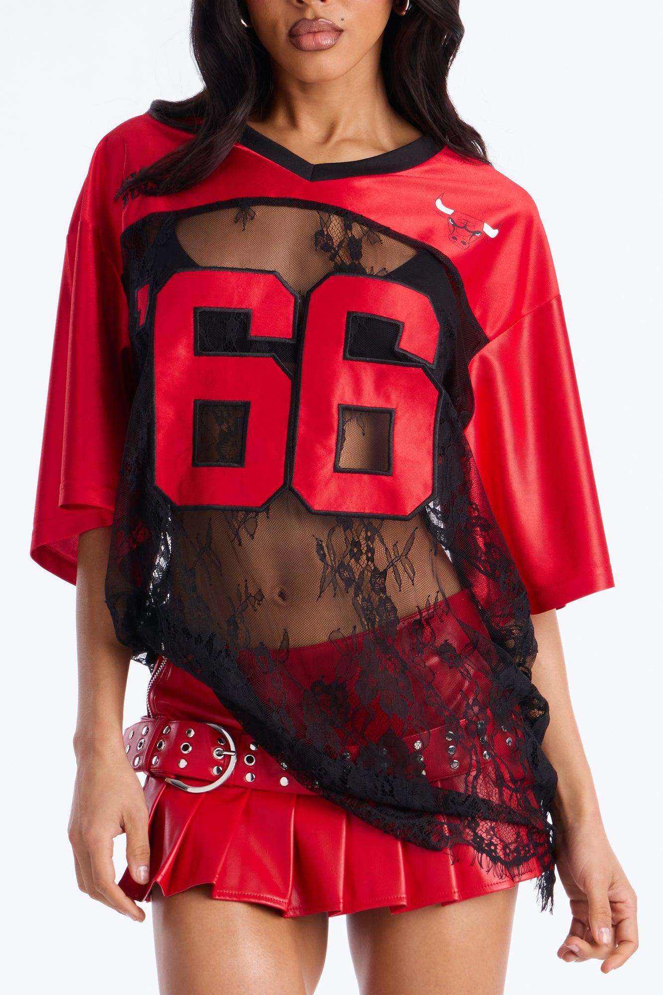 NBA Chicago Bulls Oversized Lace Top - Black Female Product Image