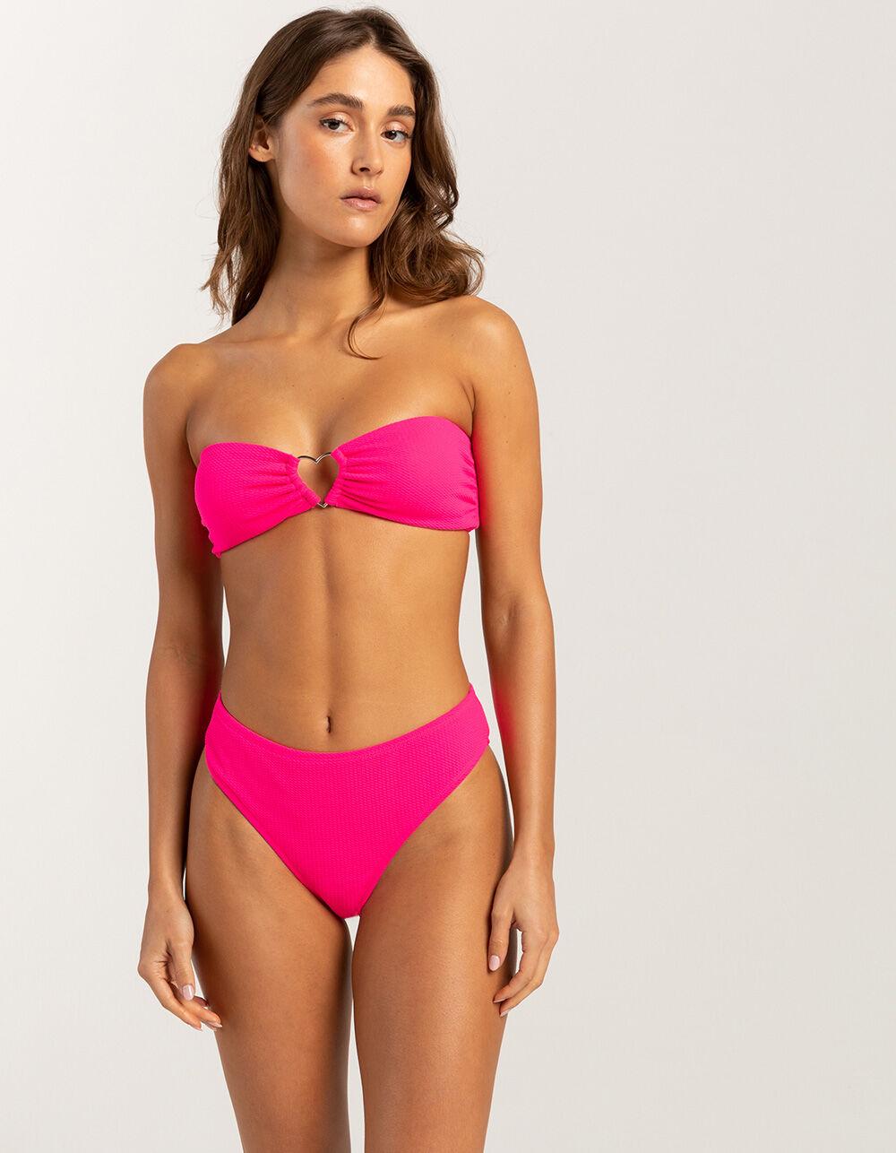EIDON Sweet Love Bandeau Bikini Top - HOT PINK Product Image