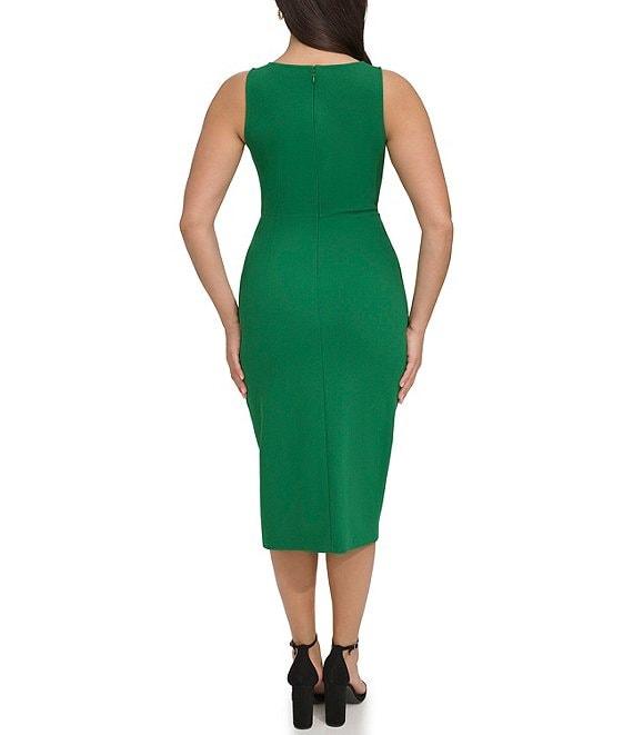 SIENA Sleeveless Twist Front Crepe Faux Wrap Midi Dress Product Image