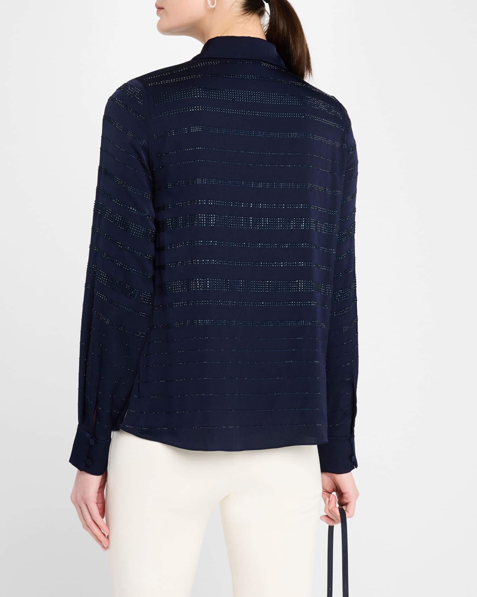 Korry Rhinestone Striped Blouse Product Image