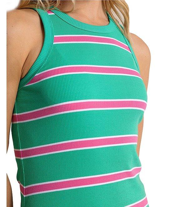 Southern Tide Quinn Stripe Print Crew Neck Sleeveless Rib Midi Dress Product Image