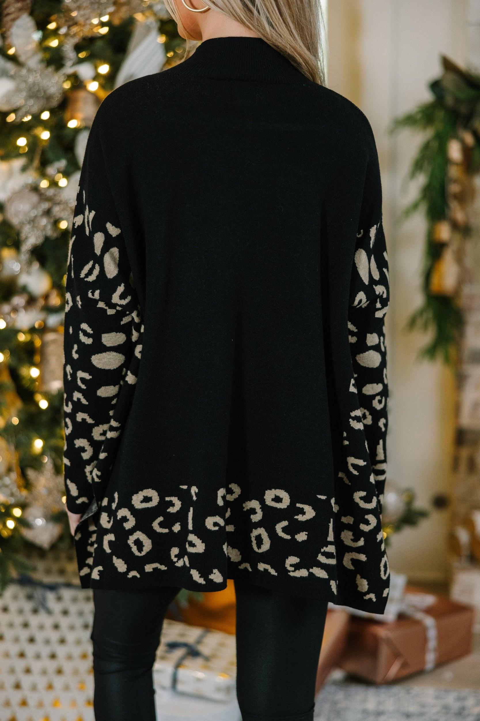 All In Theory Black Leopard Sweater Tunic Female Product Image