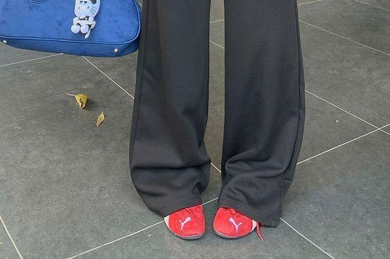 High Waist Plain Loose-Fit Wide-leg Sweatpants Product Image