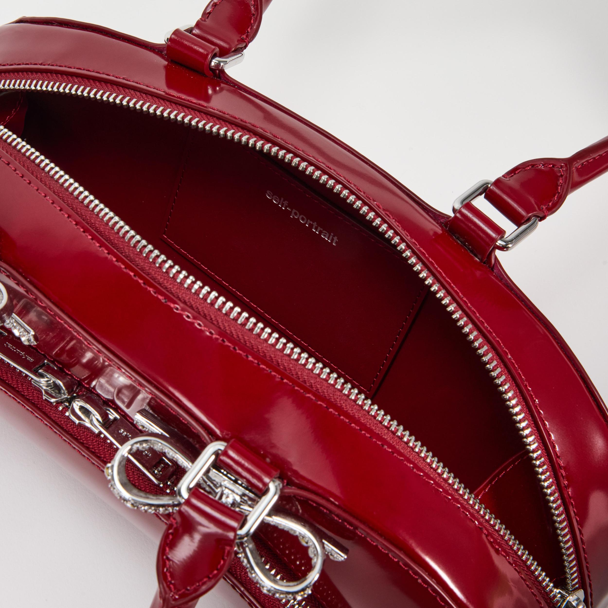 Burgundy Leather Curved Shoulder Bag Product Image