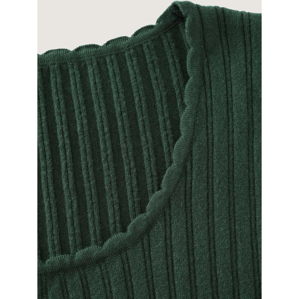 Plus Size Supersoft Stretchy Round Neck Pullover ArmyGreen Women Bodycon Long Sleeve U-neck Elegant Pullovers BloomChic 14-16/1X Product Image