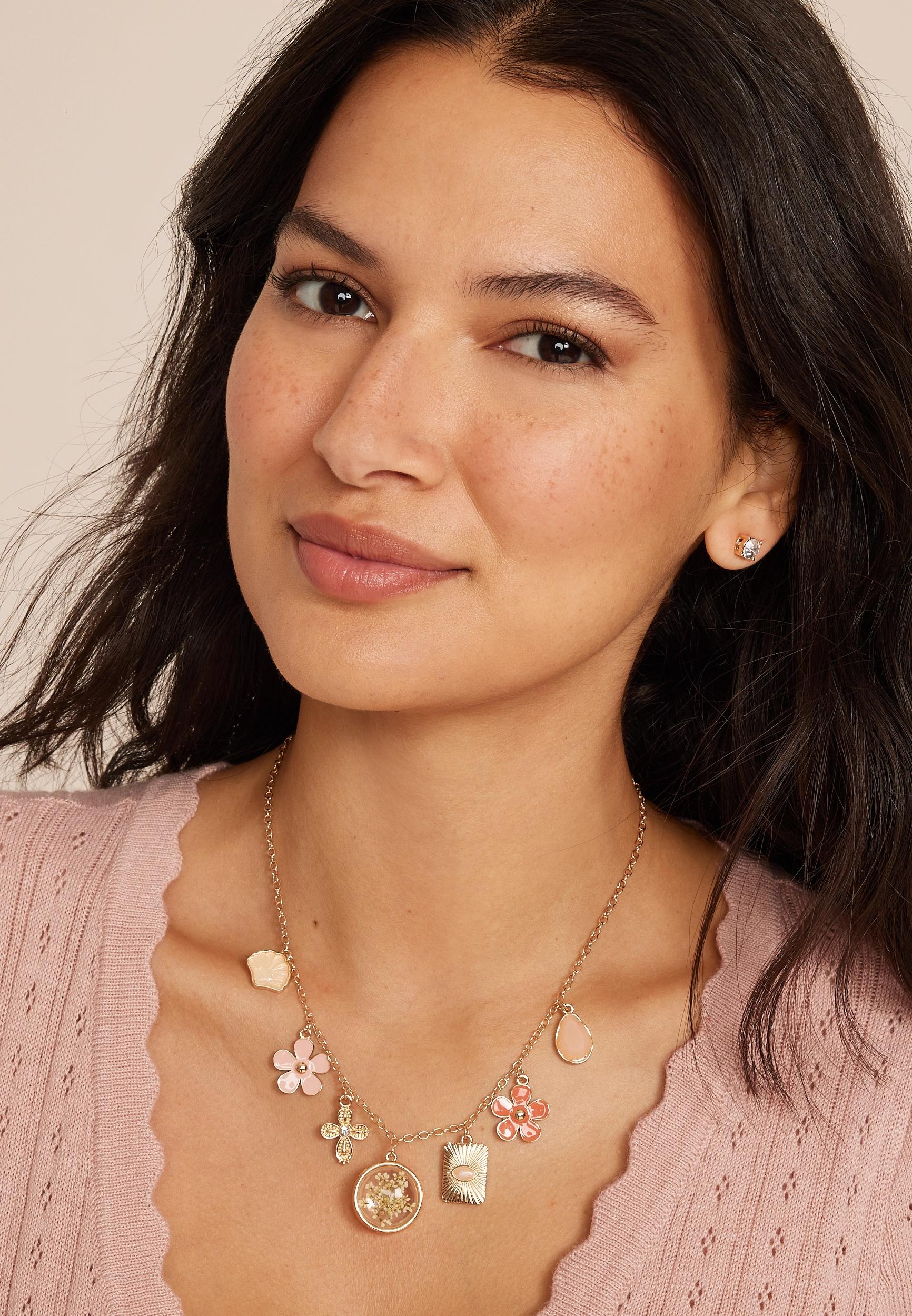 Bubble Floral Charm Necklace Product Image