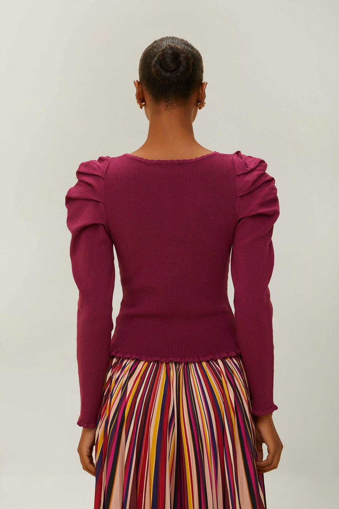 Burgundy Knit Corset Top Product Image