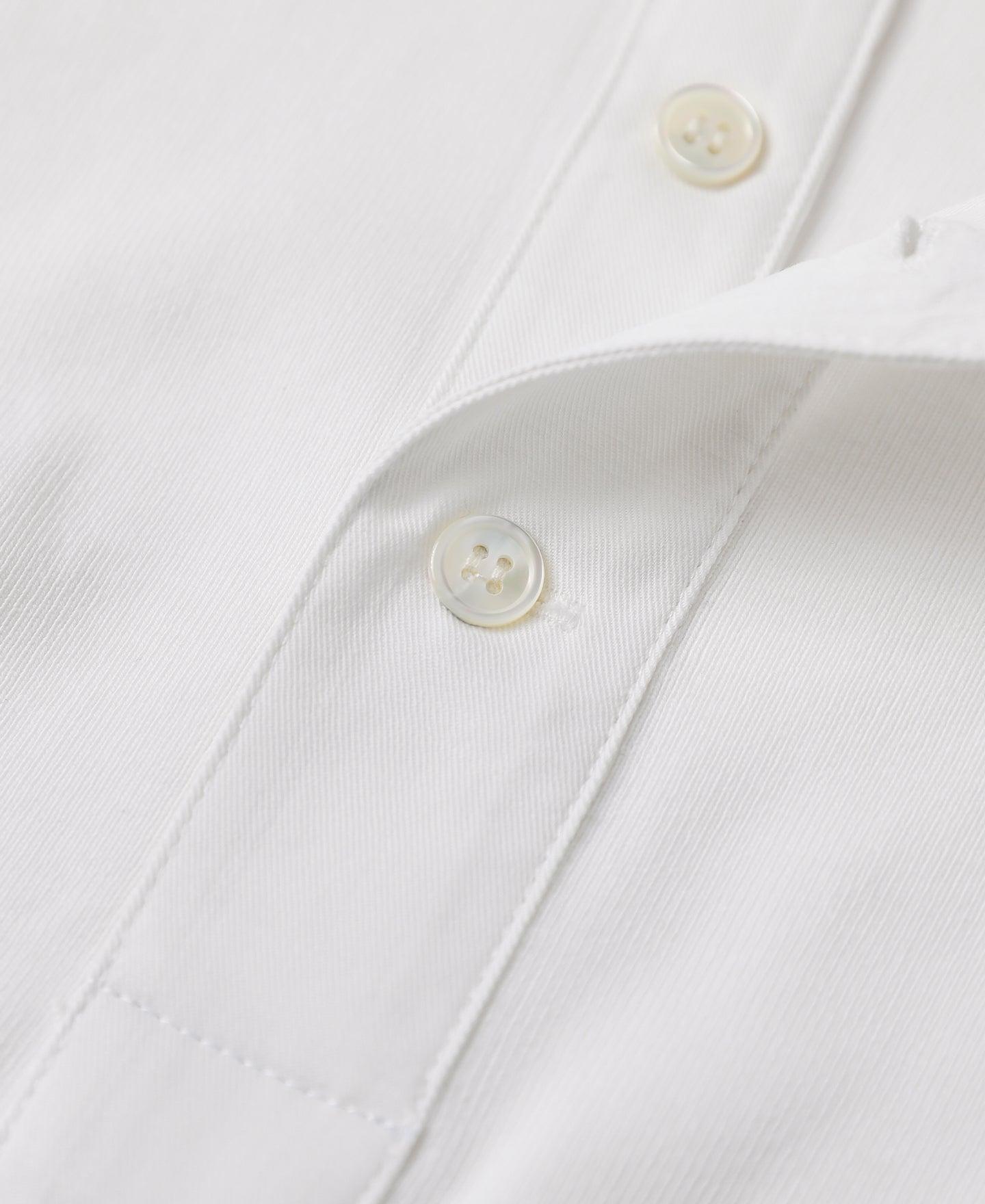 14 oz Side Closing Henley Shirt - White Product Image