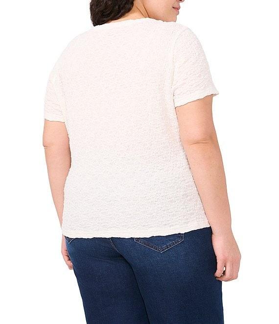CeCe Plus Size Textured Knit Crew Neck Short Sleeve Tee Product Image