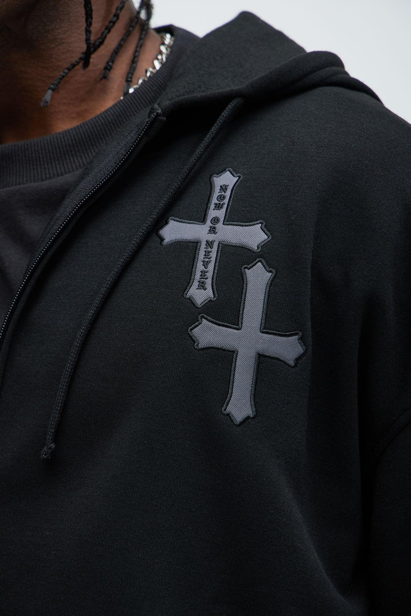Crosses Zip Up Hoodie - Black Product Image