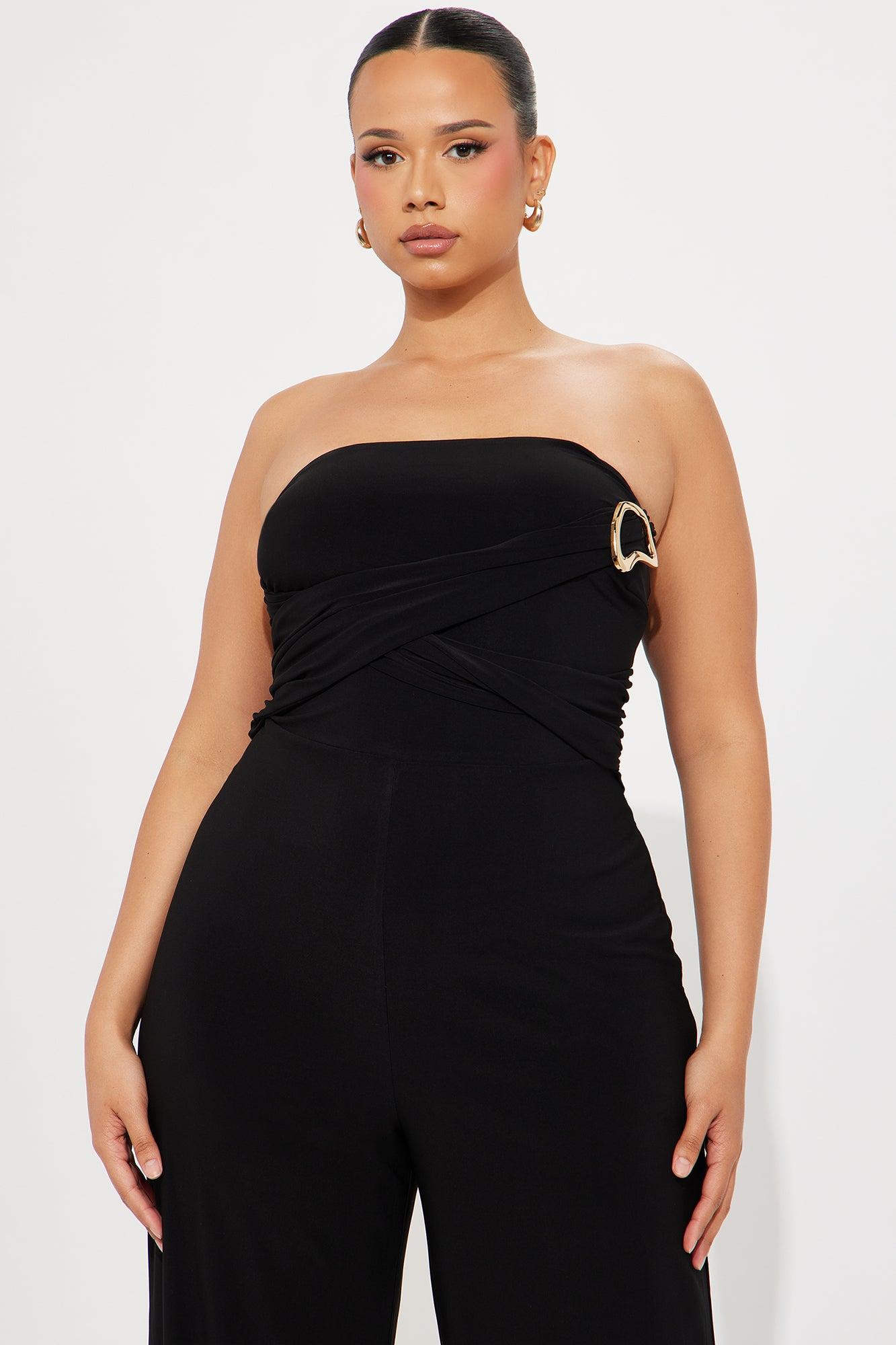 Reya Strapless Wide Leg Jumpsuit - Black Product Image