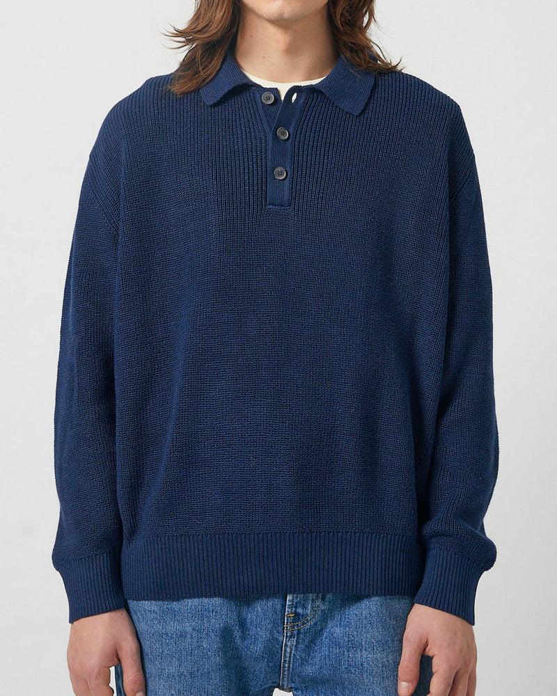 LS Slouchy Polo - Navy Product Image