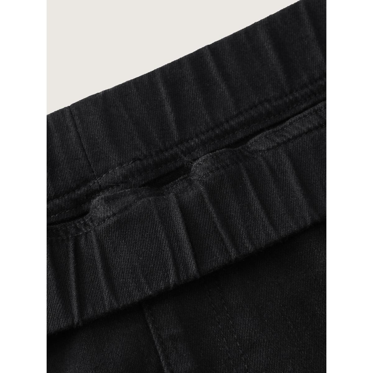 Plus Size Supersoft Stretchy Flared Jeans Women Denimblack Leisure High stretch Slanted pocket Jeans BloomChic 12/L Product Image