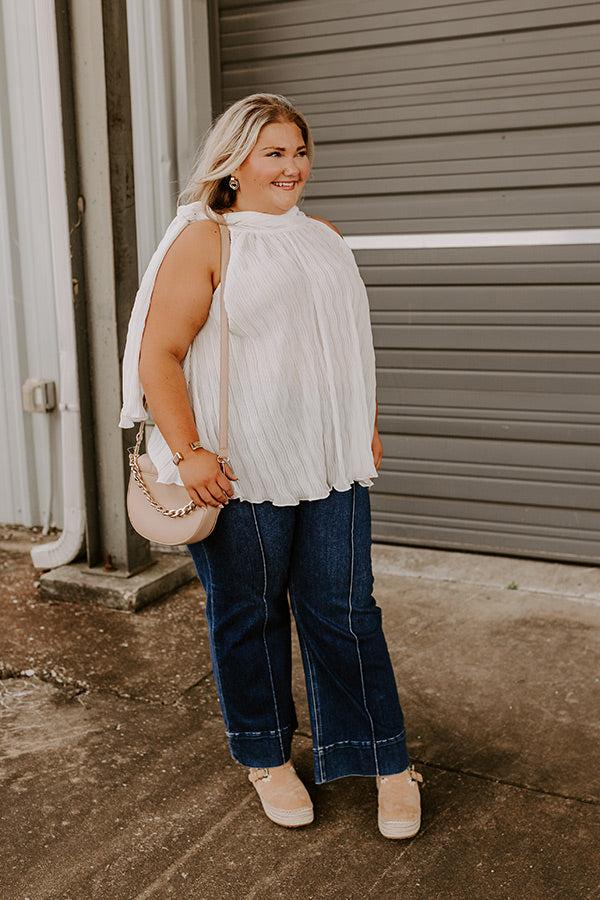 Lead Me Back To You Pleated Top in White Curves Product Image