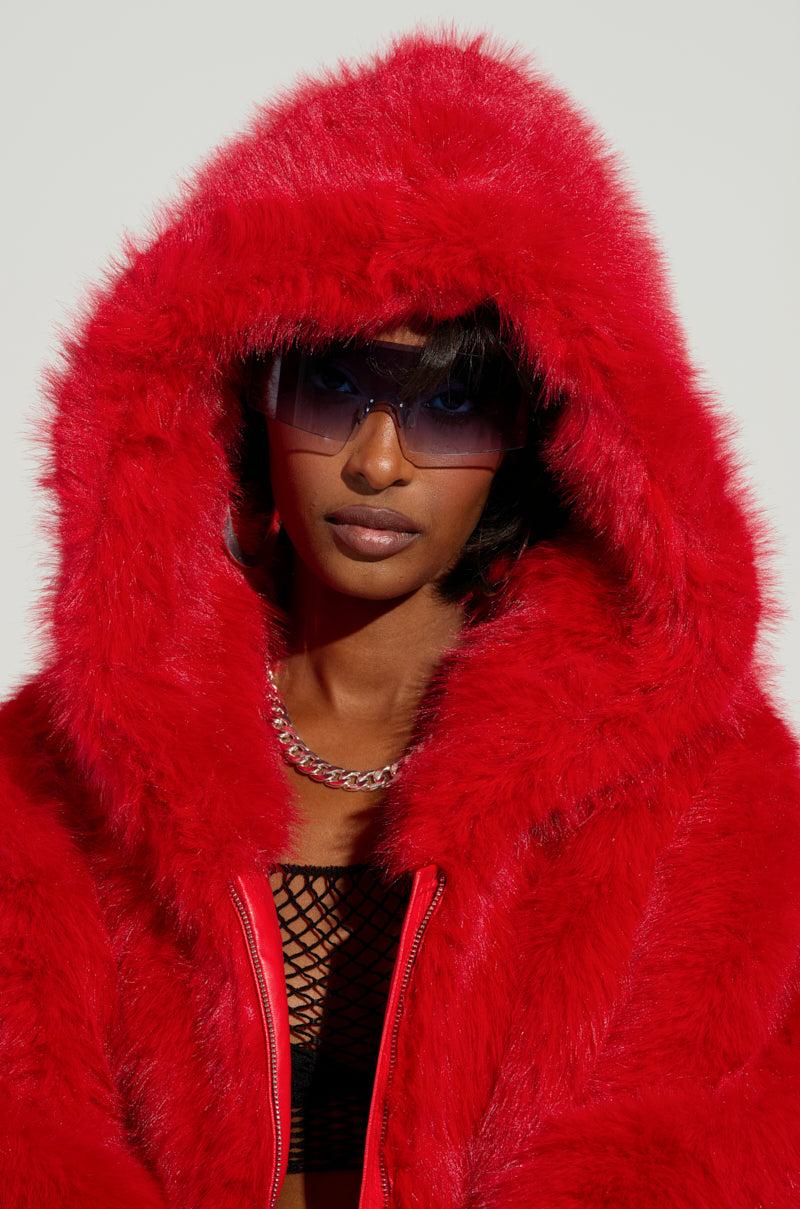 LOOK AT ME NOW HOODED FUR BOMBER Product Image