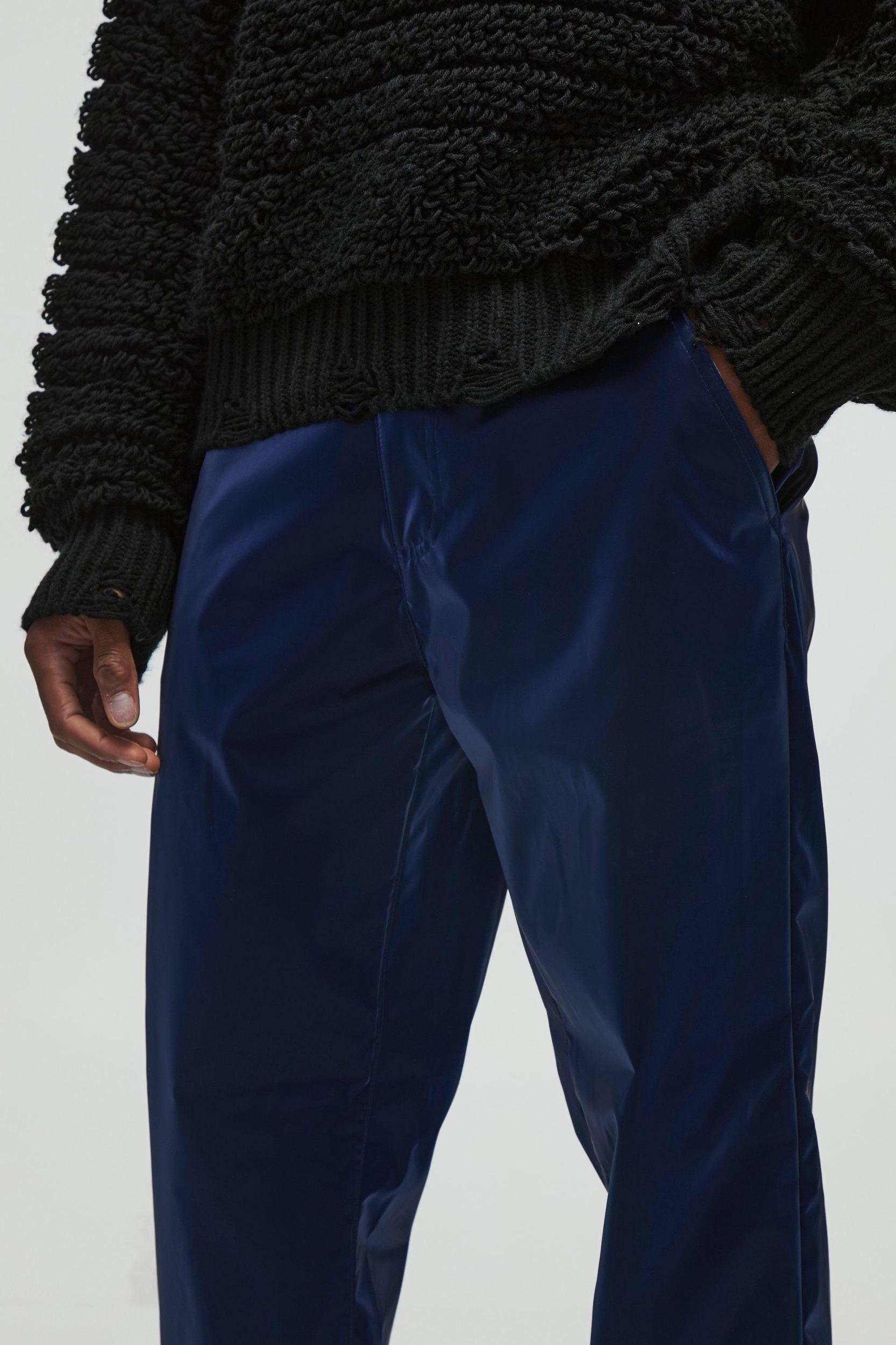 Straight Fit Liquid Nylon Pants | boohooMAN USA Product Image