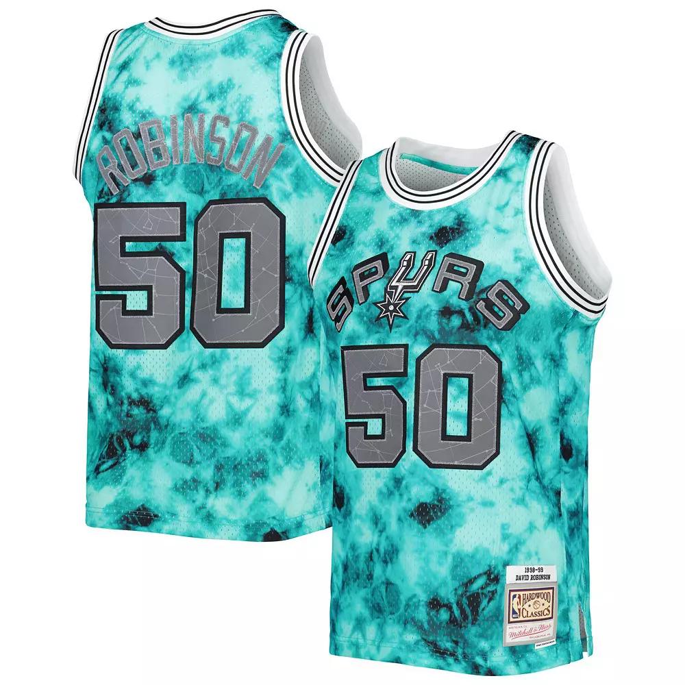 Men's Mitchell & Ness David Robinson Teal San Antonio Spurs 1998/99 Galaxy Swingman Jersey, Size: Small, Blue Product Image