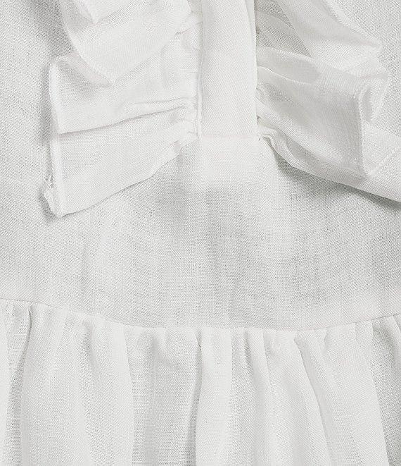 A Loves A Woven Ruffle Collar Split V-Neck Flutter Cap Sleeve Cropped Blouse Product Image