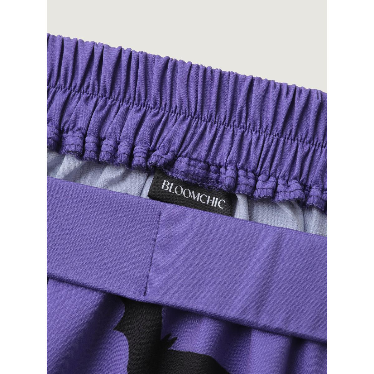 Plus Size Bats Everywhere Halloween Midi Skirt Women Deeppurple Timeless Bodycon Low stretch Slanted pocket Elegant Skirts BloomChic 14-16/1X Product Image