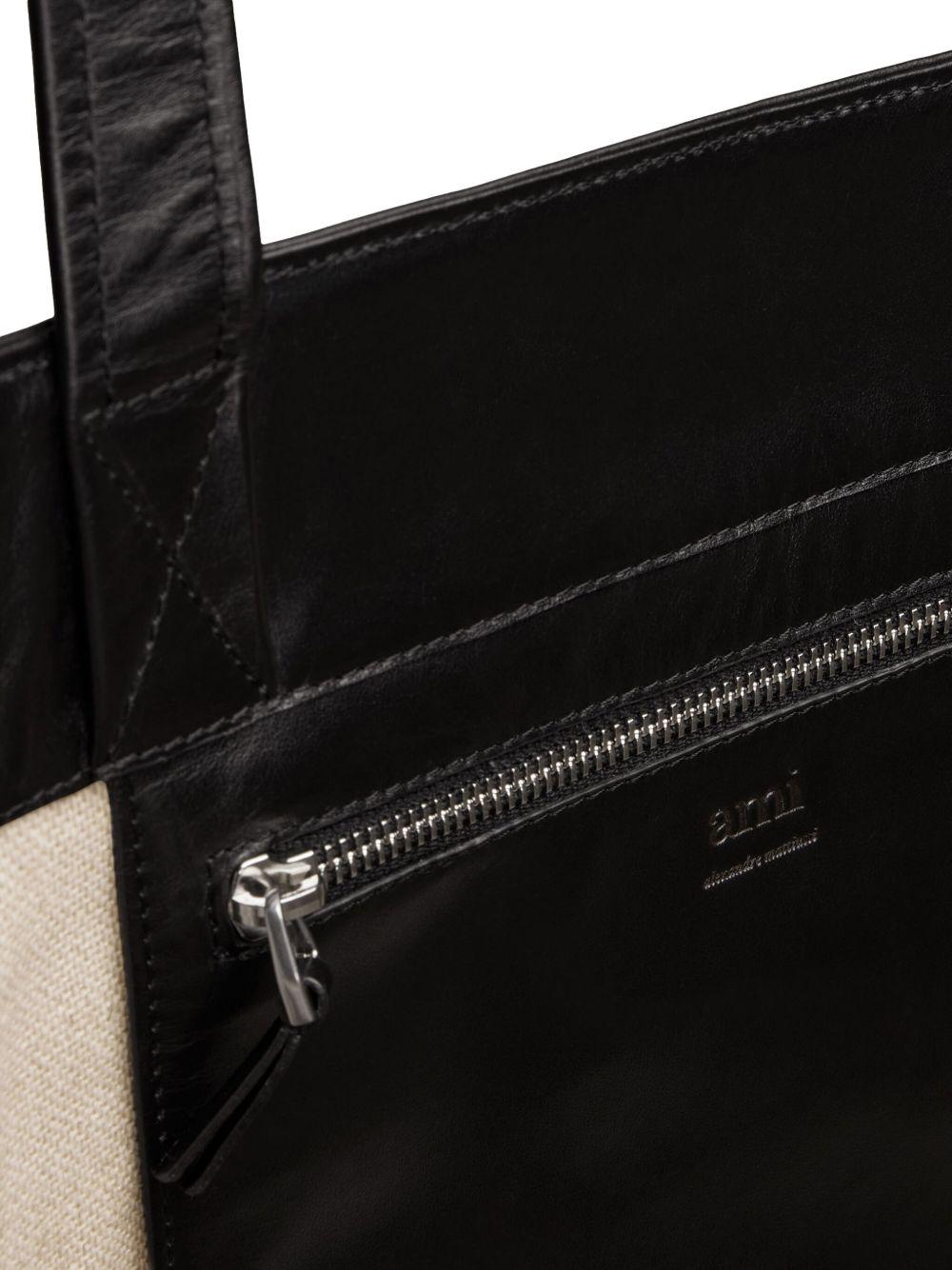 logo-plaque panelled tote bag Product Image