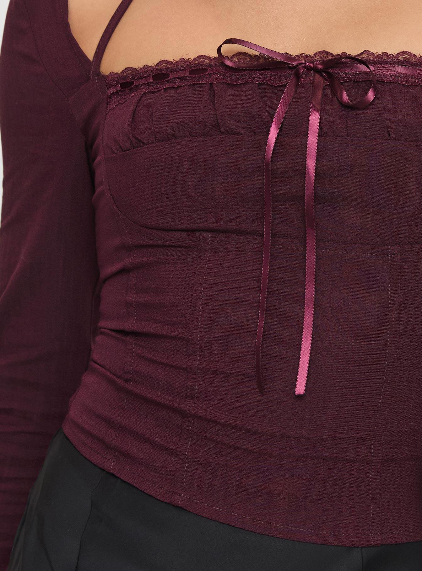 Trynia Long Sleeve Top Burgundy Product Image