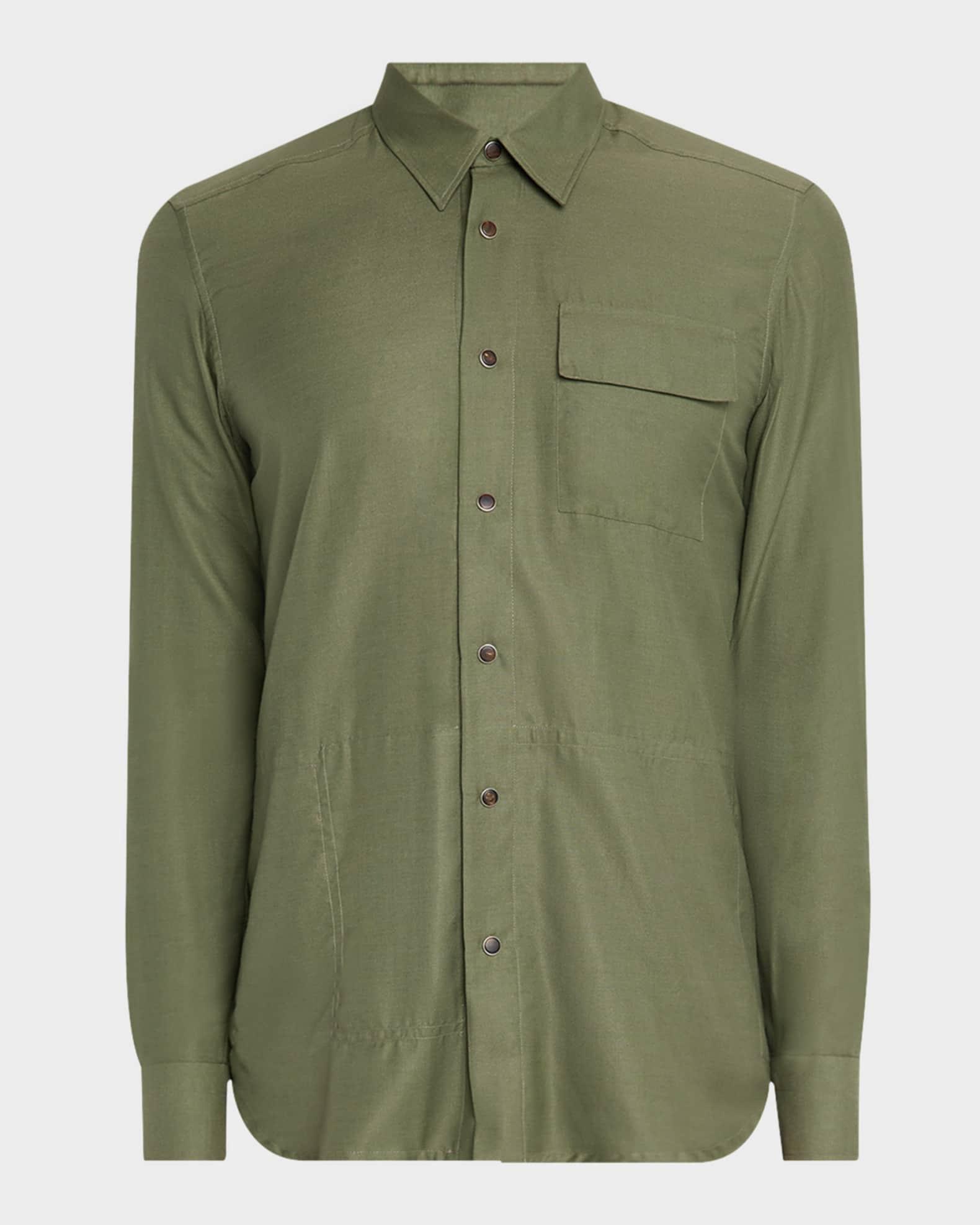 Men's Cotton and Silk Snap-Front Overshirt Product Image