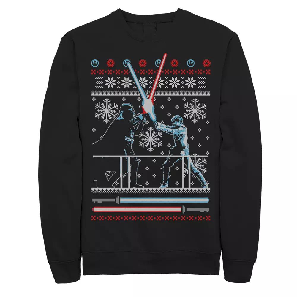 Men's Star Wars Vader Luke Clash Ugly Christmas Sweater Fleece,  Product Image