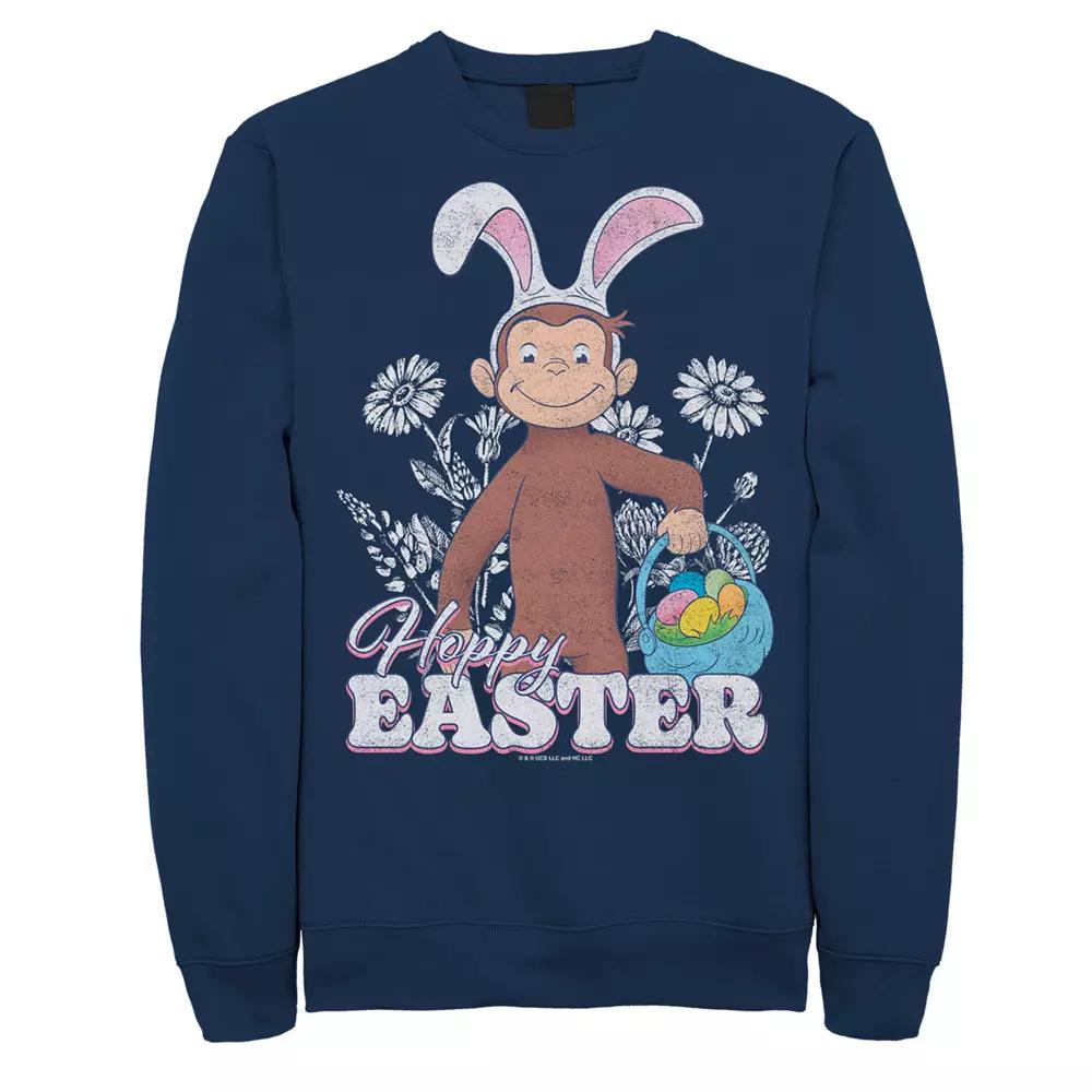 Big & Tall Curious George Bunny Ears And Easter Eggs Sweatshirt, Men's,  Product Image