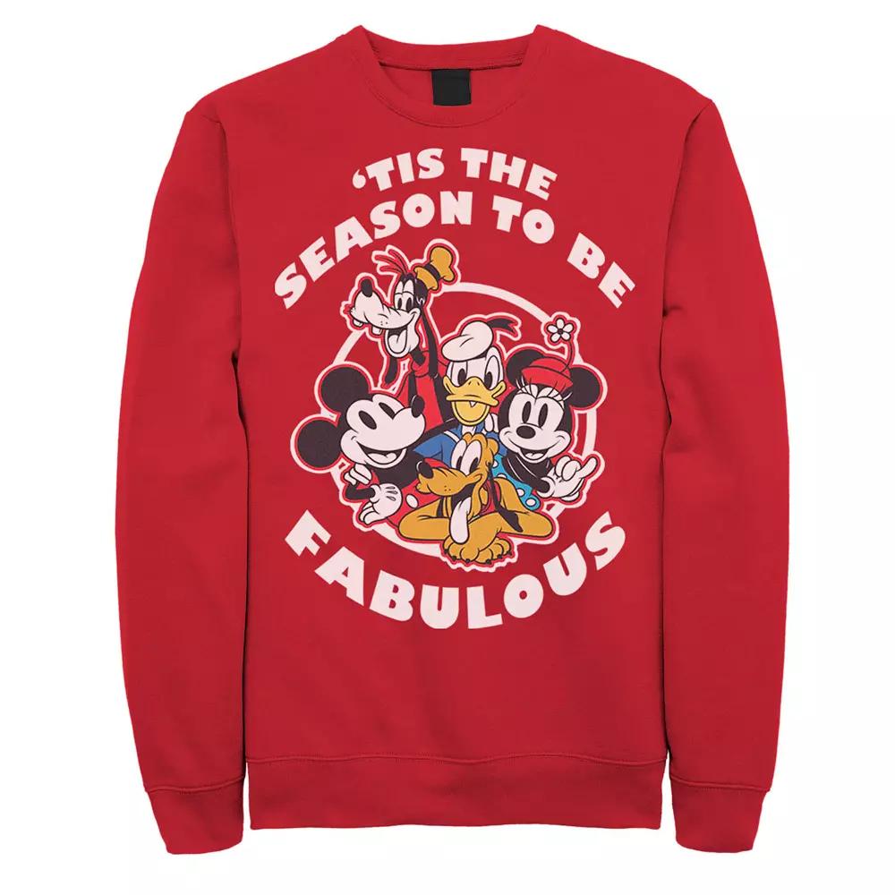 Disney's Group Shot 'Tis The Season To Be Fabulous Christmas Men's Sweatshirt, Size: Small, Red Product Image