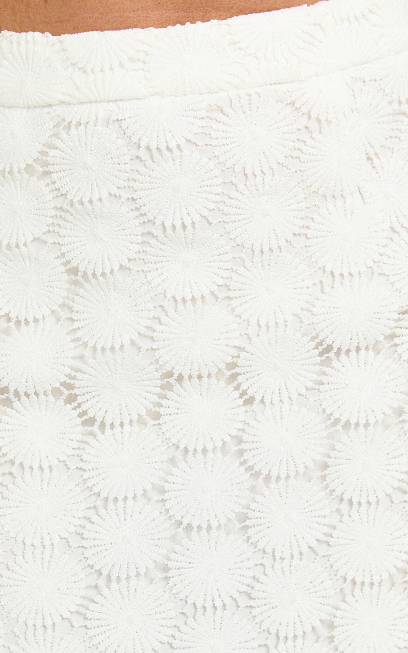 Wendy Midi Skirt - Broderie Lace High Waist Skirt in White Product Image