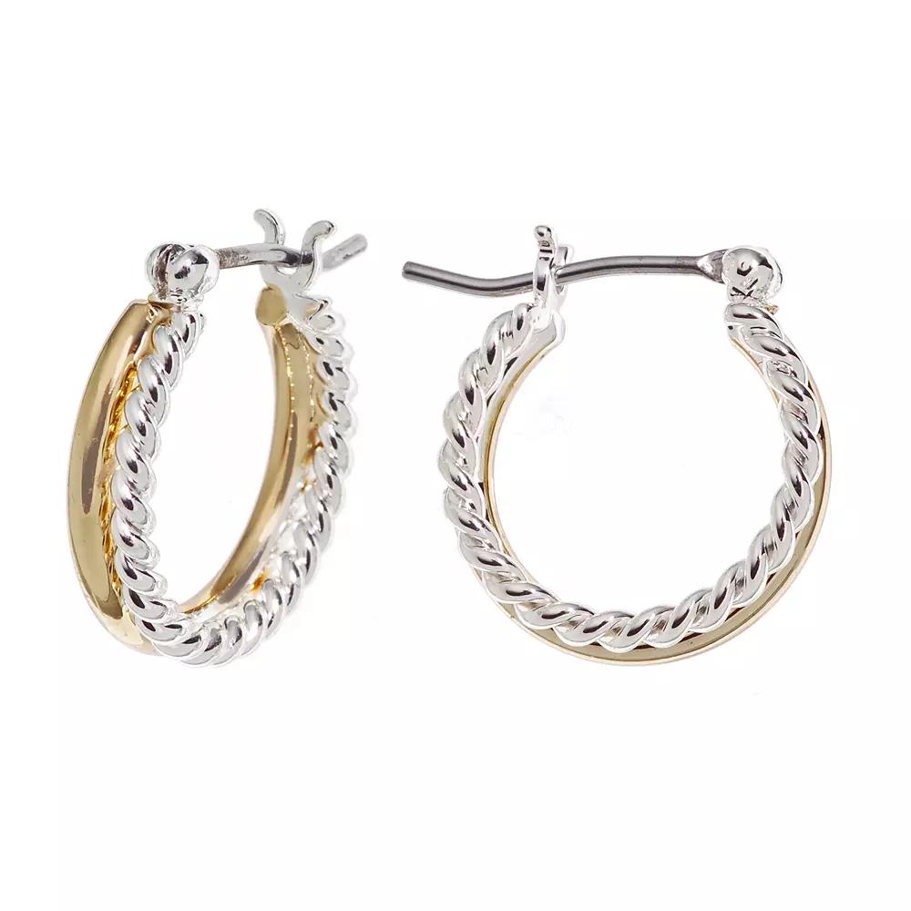 Napier® Two Tone Double Hoop Earrings, Women's Product Image