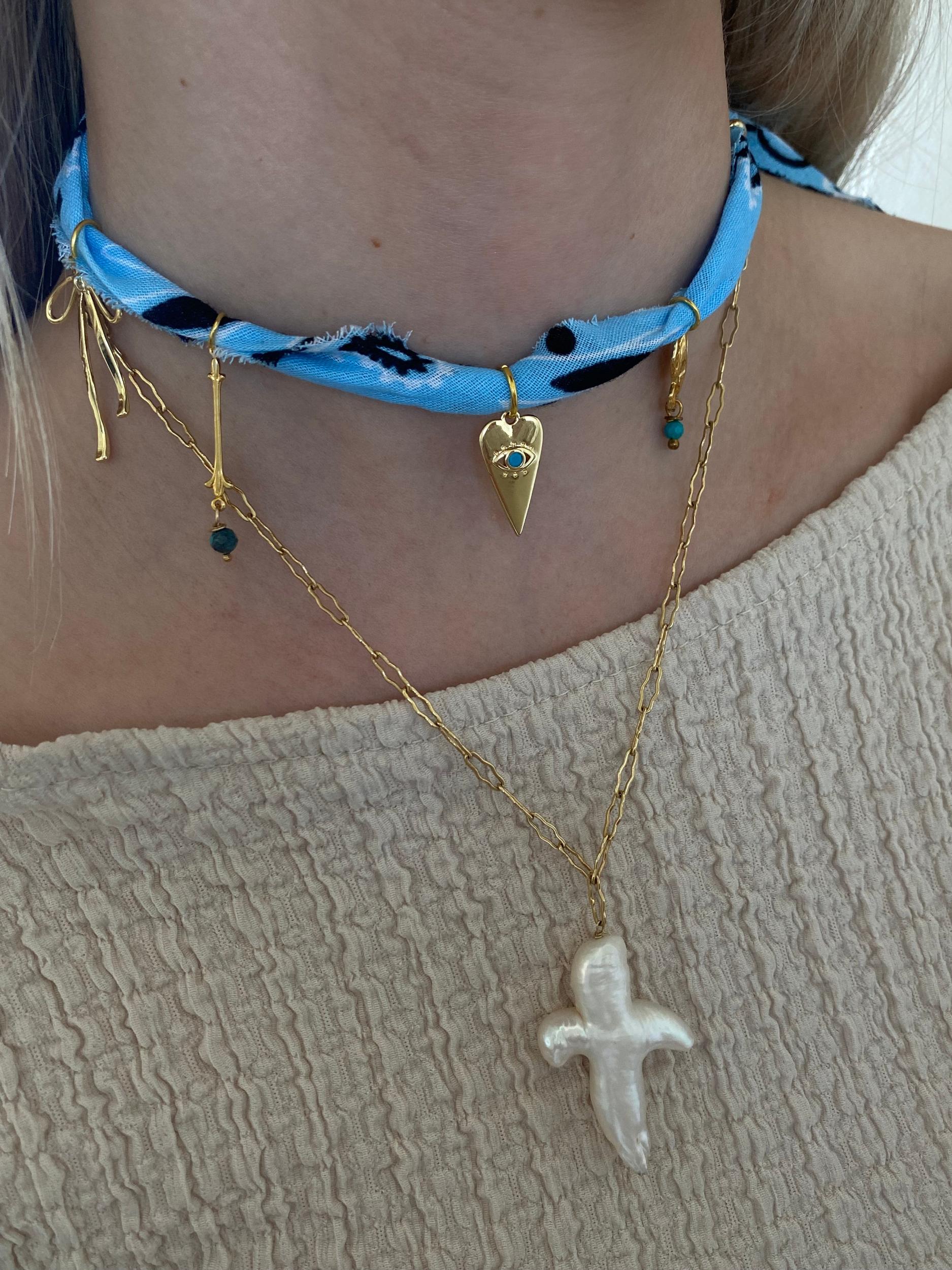 Light Blue Bandana Necklace Product Image