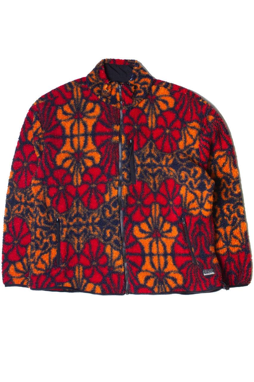 Floral Faux Sherpa Zip Up Jacket Product Image