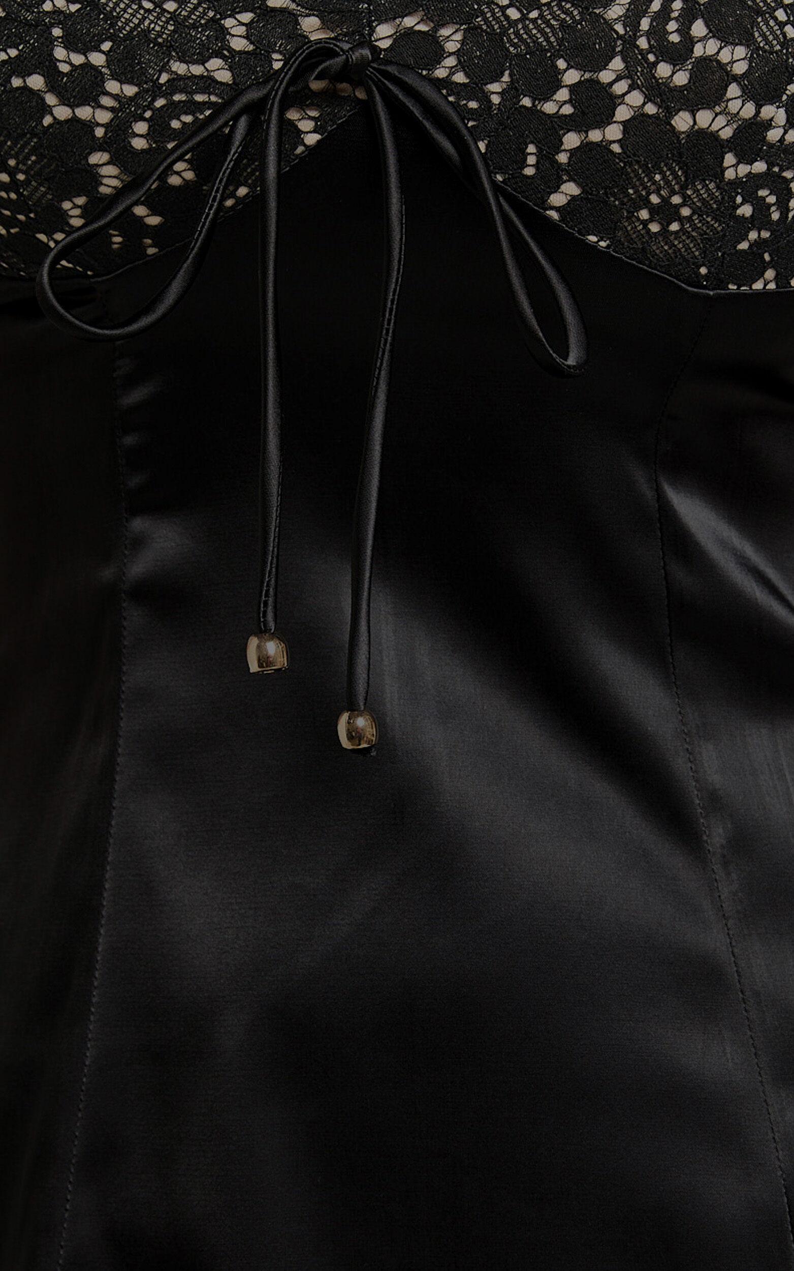 Georgine Mini Dress - Wide Strap Sweetheart Neck Slip Dress in Black Product Image