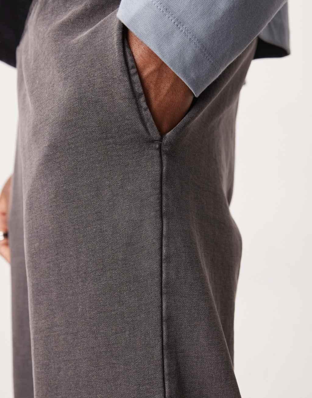 ASOS DESIGN straight leg sweatpants in washed gray Product Image