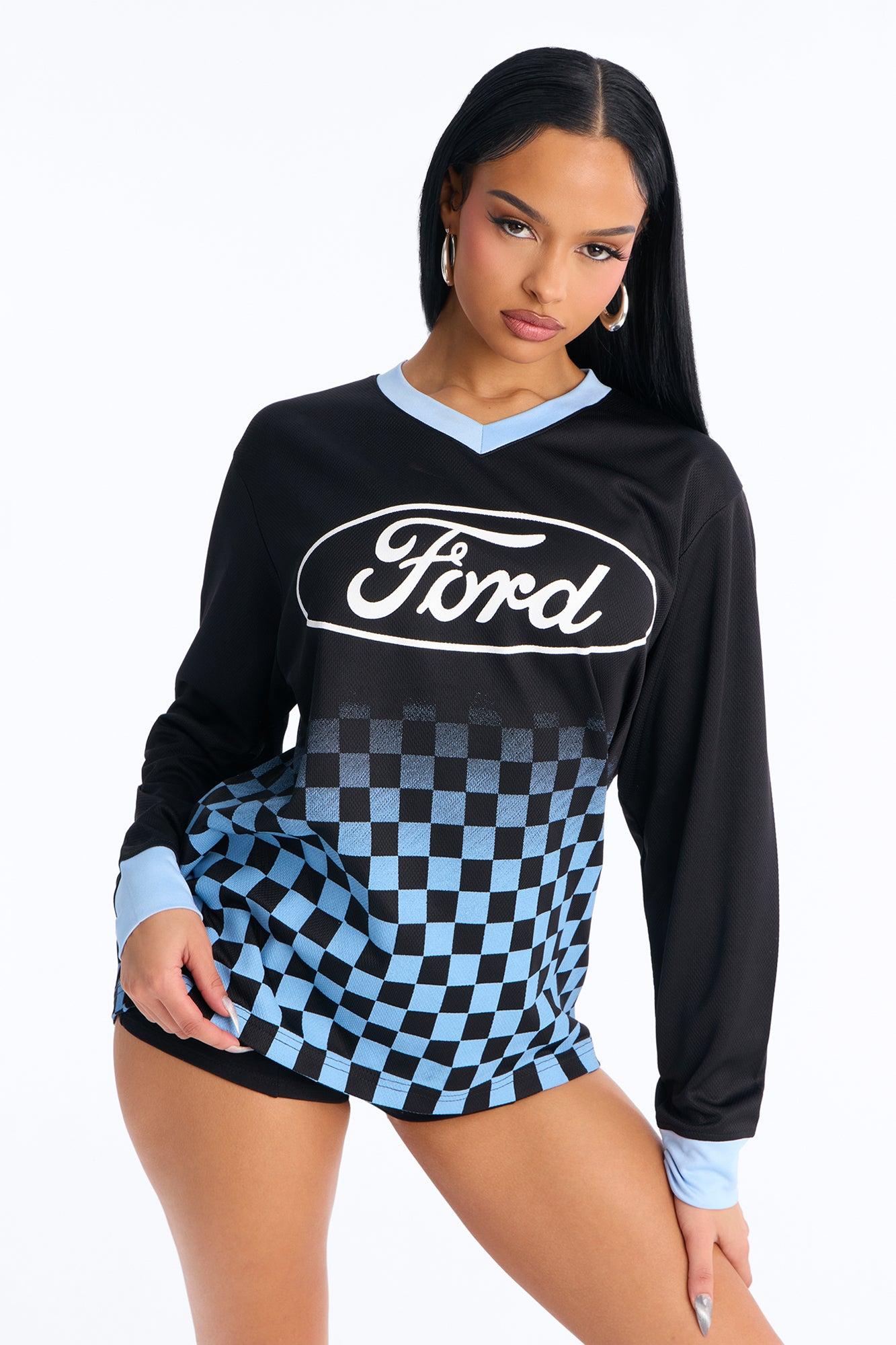 Ford Motors Satin Long Sleeve Jersey - Black Female Product Image