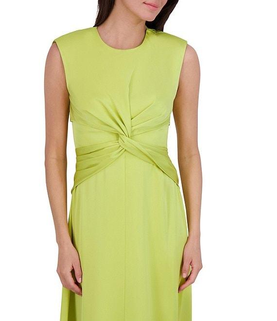 Vince Camuto Satin Crew Neck Cap Sleeve Midi Sheath Dress Product Image