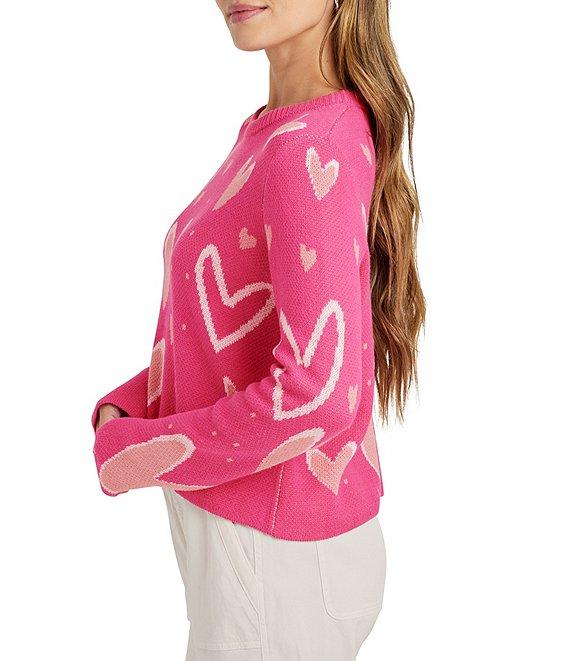 Splendid Stevie Knit Crew Neck Long Sleeve Heart Sweater Product Image