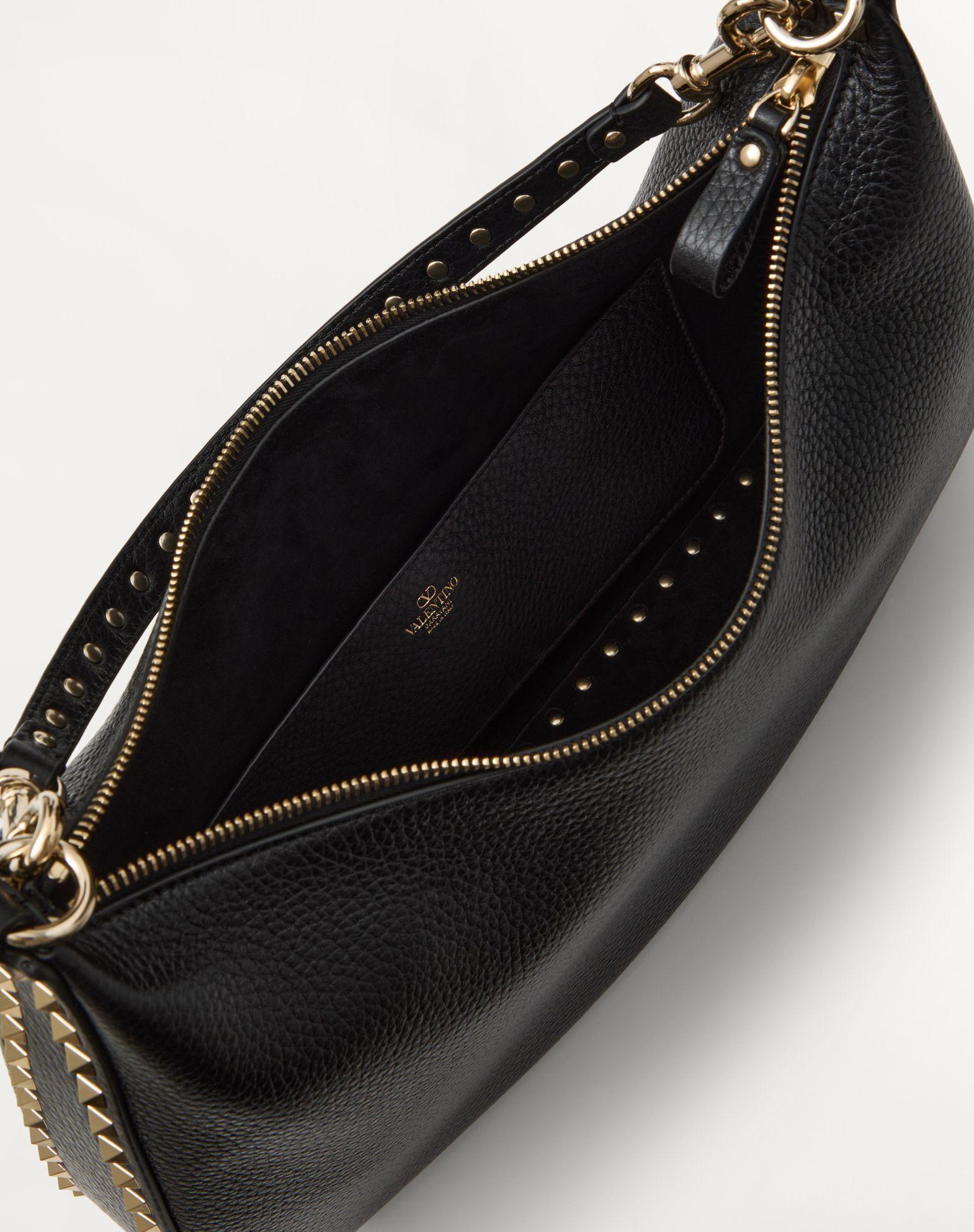 Valentino Garavani Rockstud Hobo Bag In Grainy Calfskin Product Image