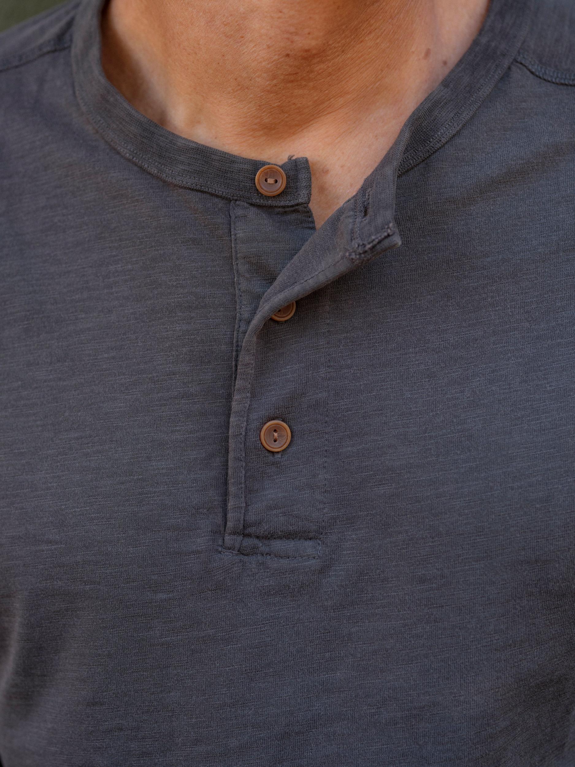 Hewitt Garment Dyed Henley - Washed Black Product Image