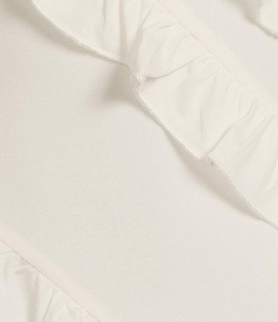 Honey and Rosie V-Neck Spaghetti Strap Ruffle Fitted Midi Dress Product Image