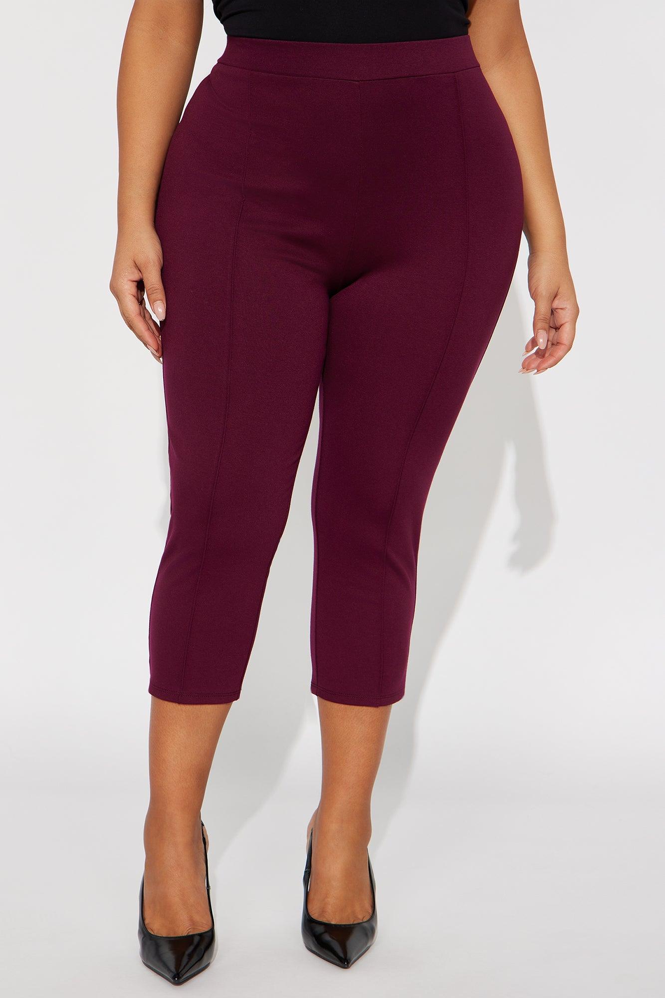 Daniella Pintuck Ponte Capri Legging - Burgundy Female Product Image