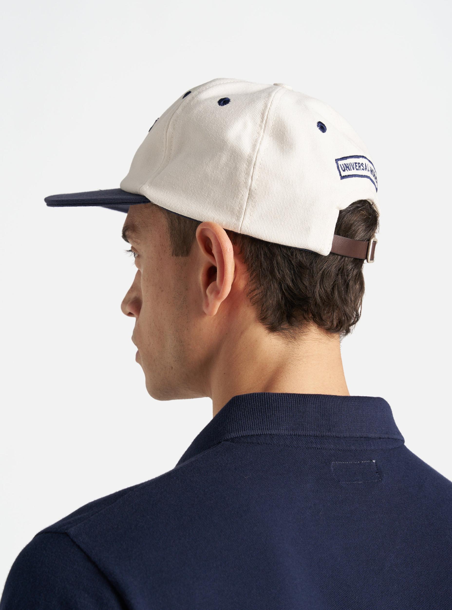Universal Works Baseball Hat in Ecru/Navy Canvas Product Image