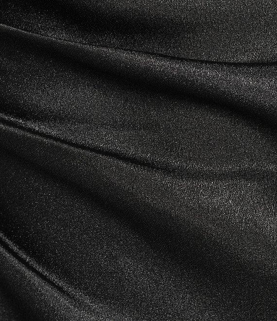 Gianni Bini Cheyanne Satin 3D Rosettes Cutout Round Neck Sleeveless Ruched Slip Maxi Dress Product Image