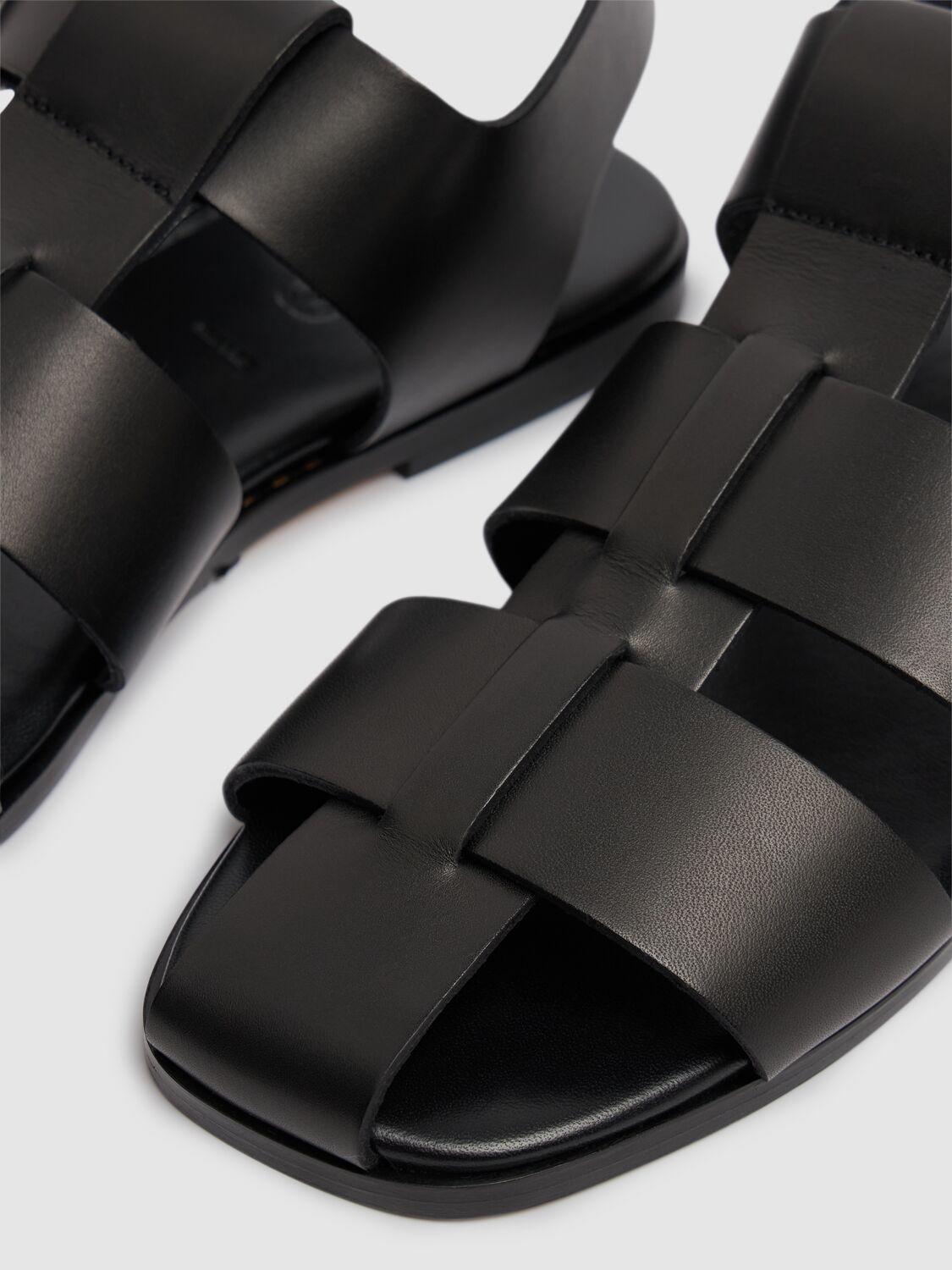 AEYDE 10mm Whit Leather Fisherman Sandals In Black Product Image