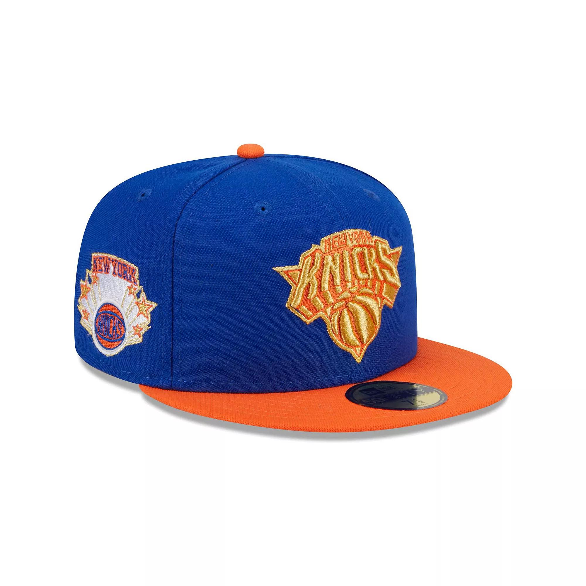 Men's New Era Blue/Orange New York Knicks Gameday Gold Pop Stars 59FIFTY Fitted Hat,  Product Image