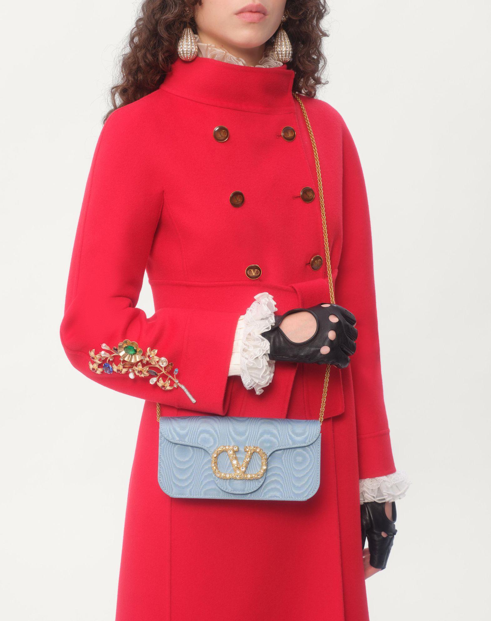 Valentino Garavani Locò Moiré Fabric Clutch With Jewel Logo Product Image