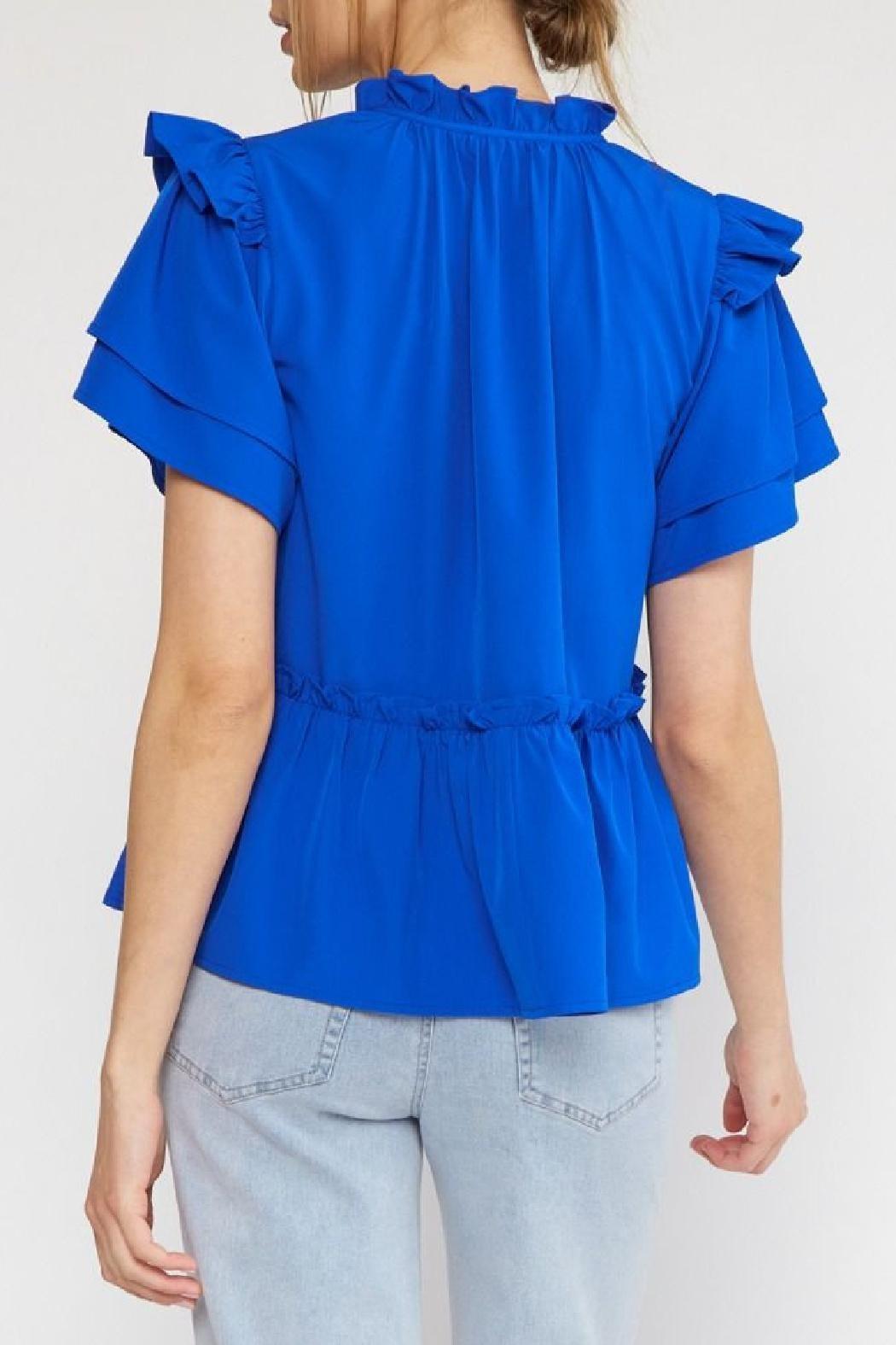 Solid Ruffle Sleeve Blouse Product Image